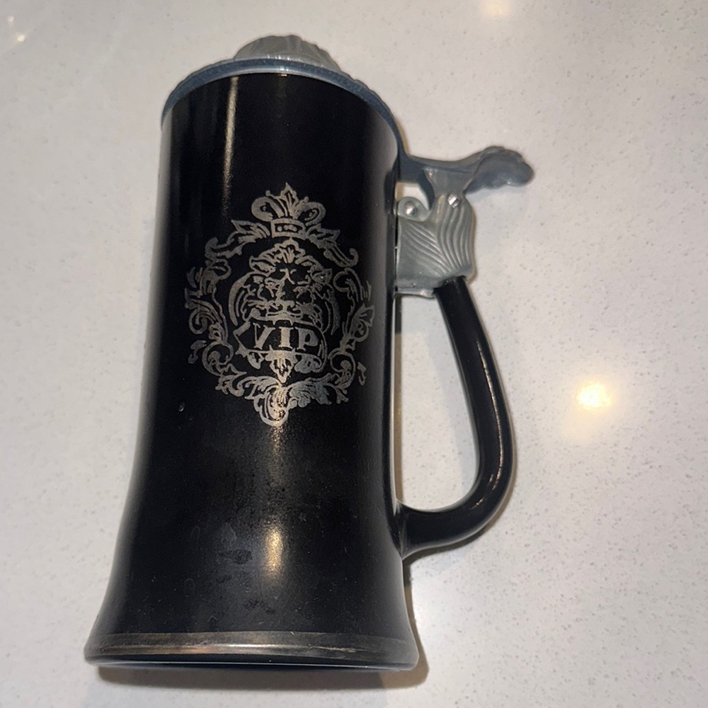 VIP Black and Silver Ornate Beer Stein